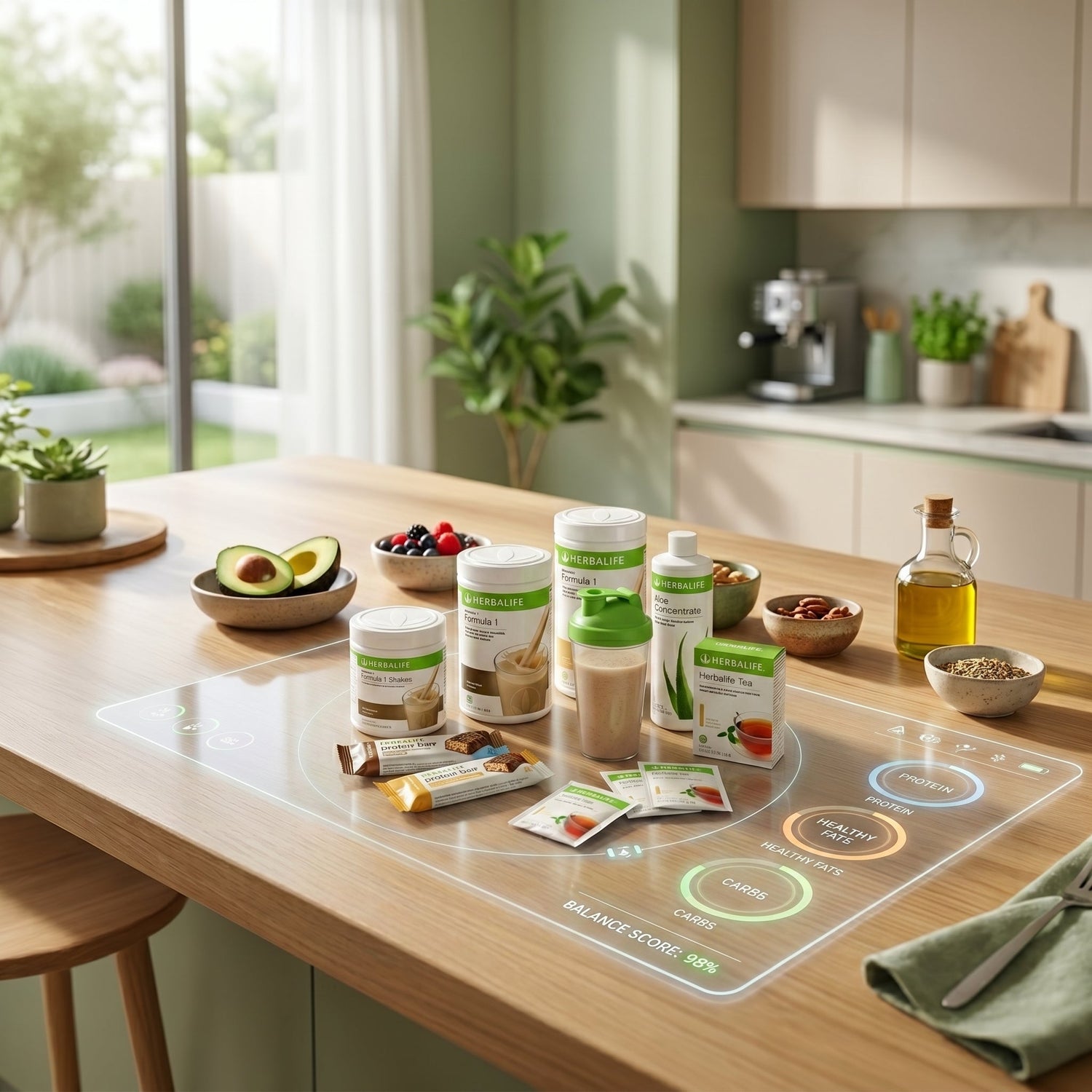 Balanced nutrition products collection featuring daily wellness supplements, protein nutrition, and healthy lifestyle support