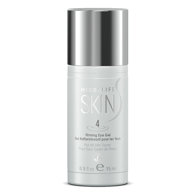 Herbalife SKIN Firming Eye Gel bottle with silver cap, designed for increasing skin elasticity around the eyes.