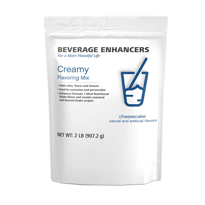 Creamy Flavoring Mix Beverage Enhancers for shakes and smoothies with cheesecake flavor, 2 LB packaging.